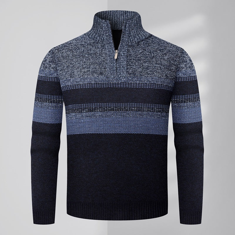 KZZ Men's color-blocked striped knit pullover