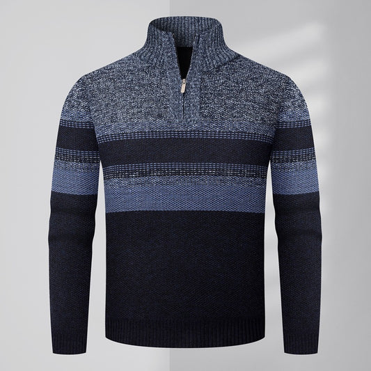 KZZ Men's color-blocked striped knit pullover