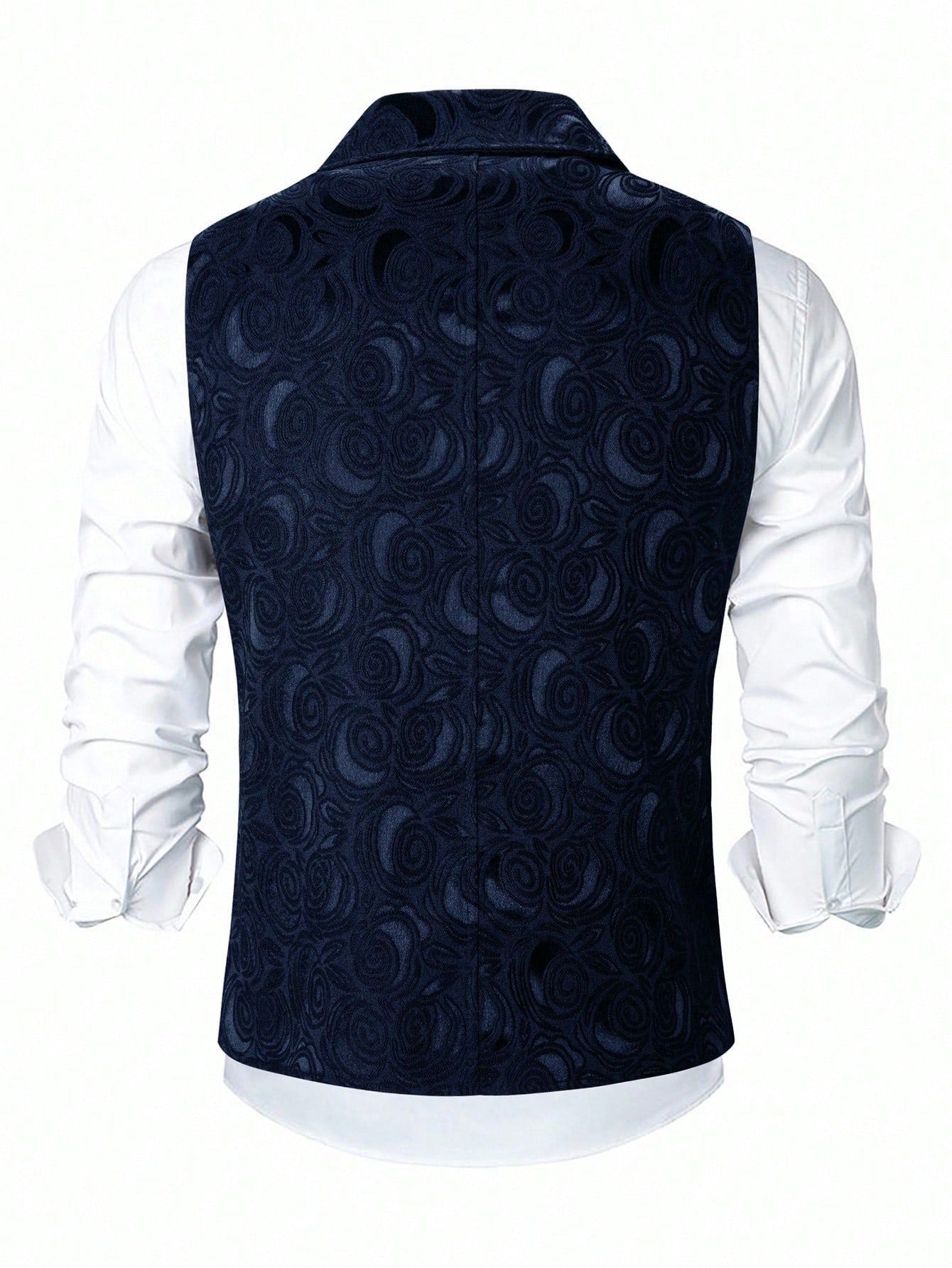 KZZ Men's Solid-Color Double-Breasted Suit Vest