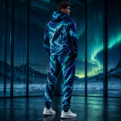 KZZ Men's Cool Printed Hoodie Tracksuit Two-Piece Street Style Sportswear