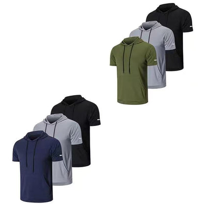 KZZ Men's solid color drawstring pocket hoodie