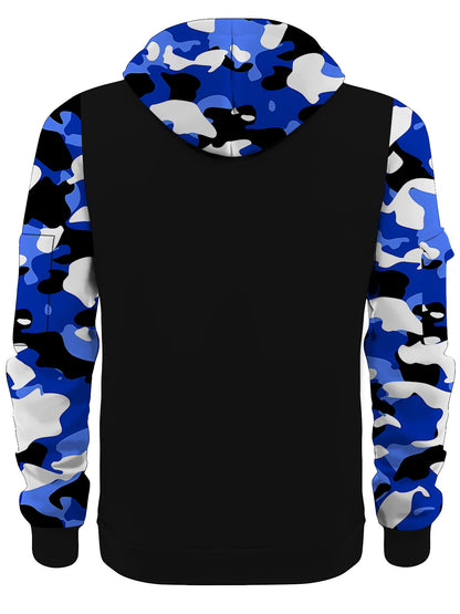 KZZ Stitching Hooded Men's Fashion Camouflage American Vintage Zipper Sweater