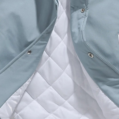 KZZ Men's color-blocked letter and graphic embroidered baseball collar patchwork jacket