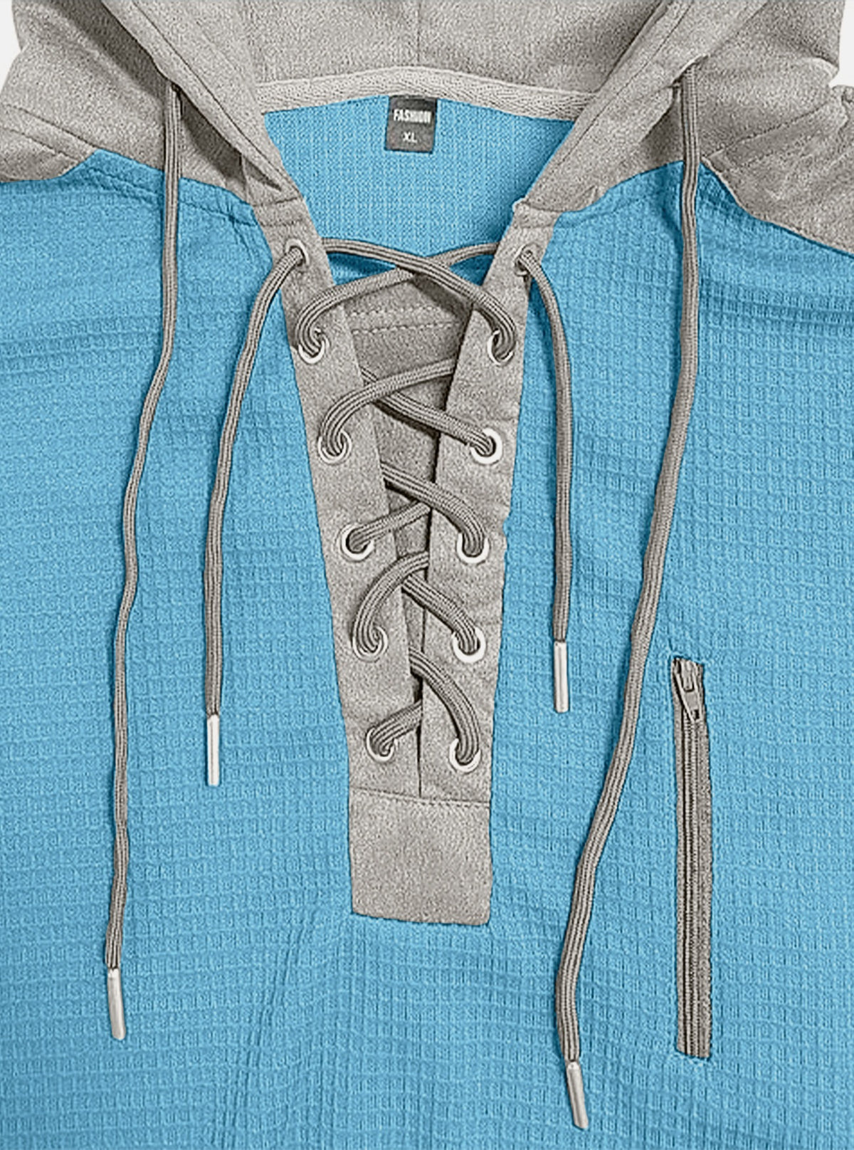 KZZ Men's color-blocked drawstring hooded sweatshirt