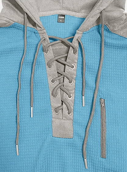 KZZ Men's color-blocked drawstring hooded sweatshirt