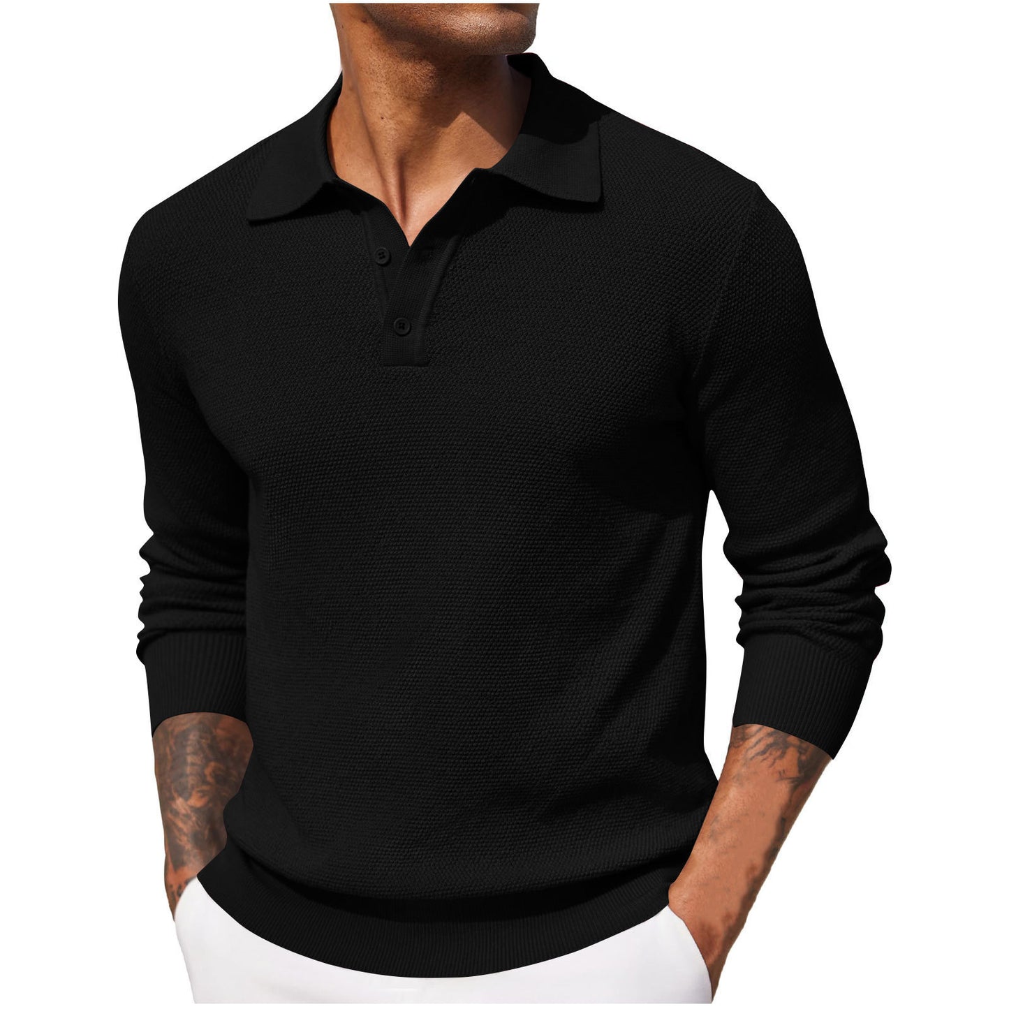KZZ Fall Outfits Soft Menswear Knit Polo Shirts