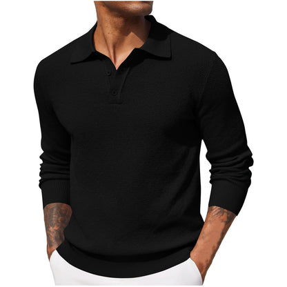 KZZ Fall Outfits Soft Menswear Knit Polo Shirts