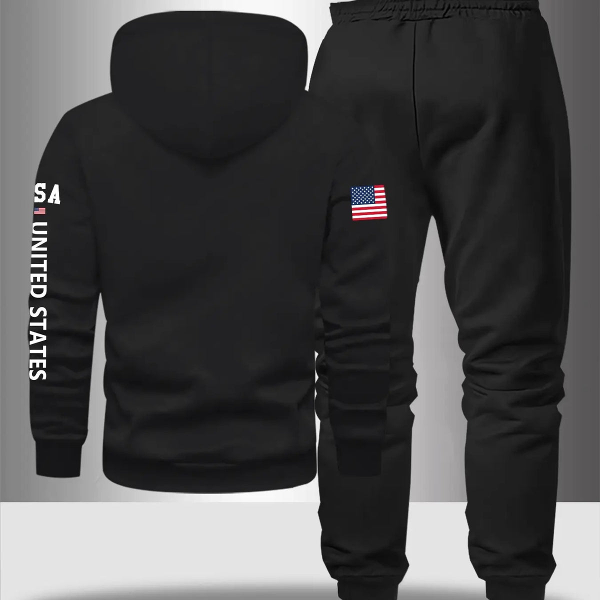 KZZ Men's Letter Print Hoodie Set