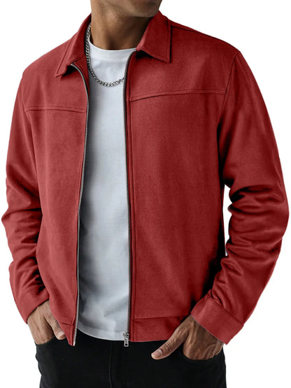 KZZ  Men's Suede Casual Versatile Long-Sleeved Jacket with Pockets