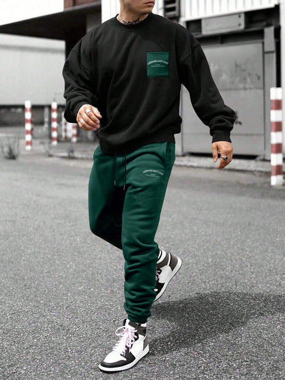 KZZ Crew-neck long-sleeve pullover and elastic-waist trousers