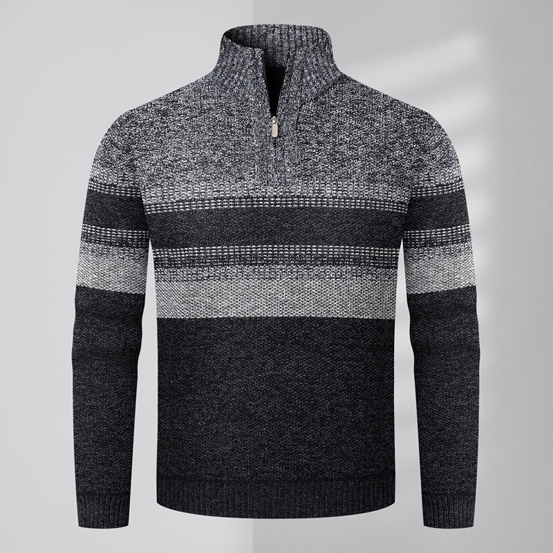KZZ Men's color-blocked striped knit pullover