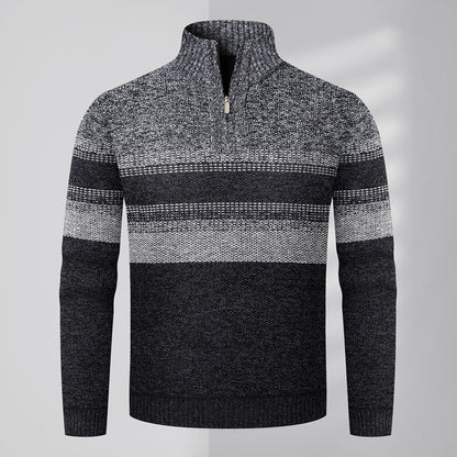 KZZ Men's color-blocked striped knit pullover