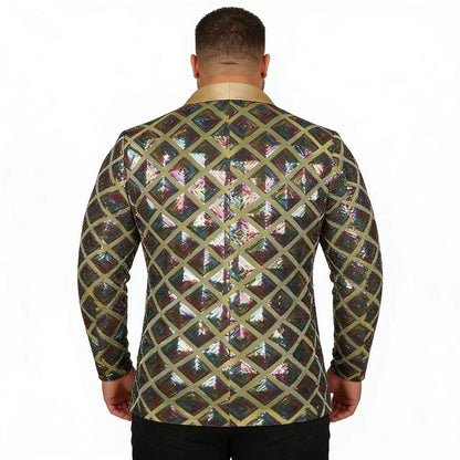 KZZ Men's Solid-Color Slim-Fit Sequin Blazer