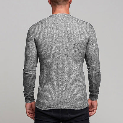 KZZ Slim Fit Knit Long Sleeve T-Shirt for Men