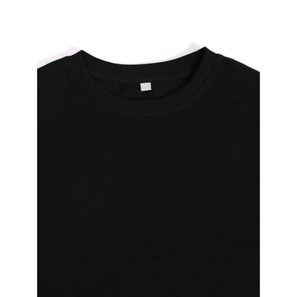 KZZ Men's black crew neck short-sleeved shirt (with flag pattern on the back)