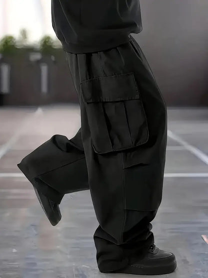 KZZ Loose Lightweight style Sports Pants Men Trousers Large pocket cargo casual trousers