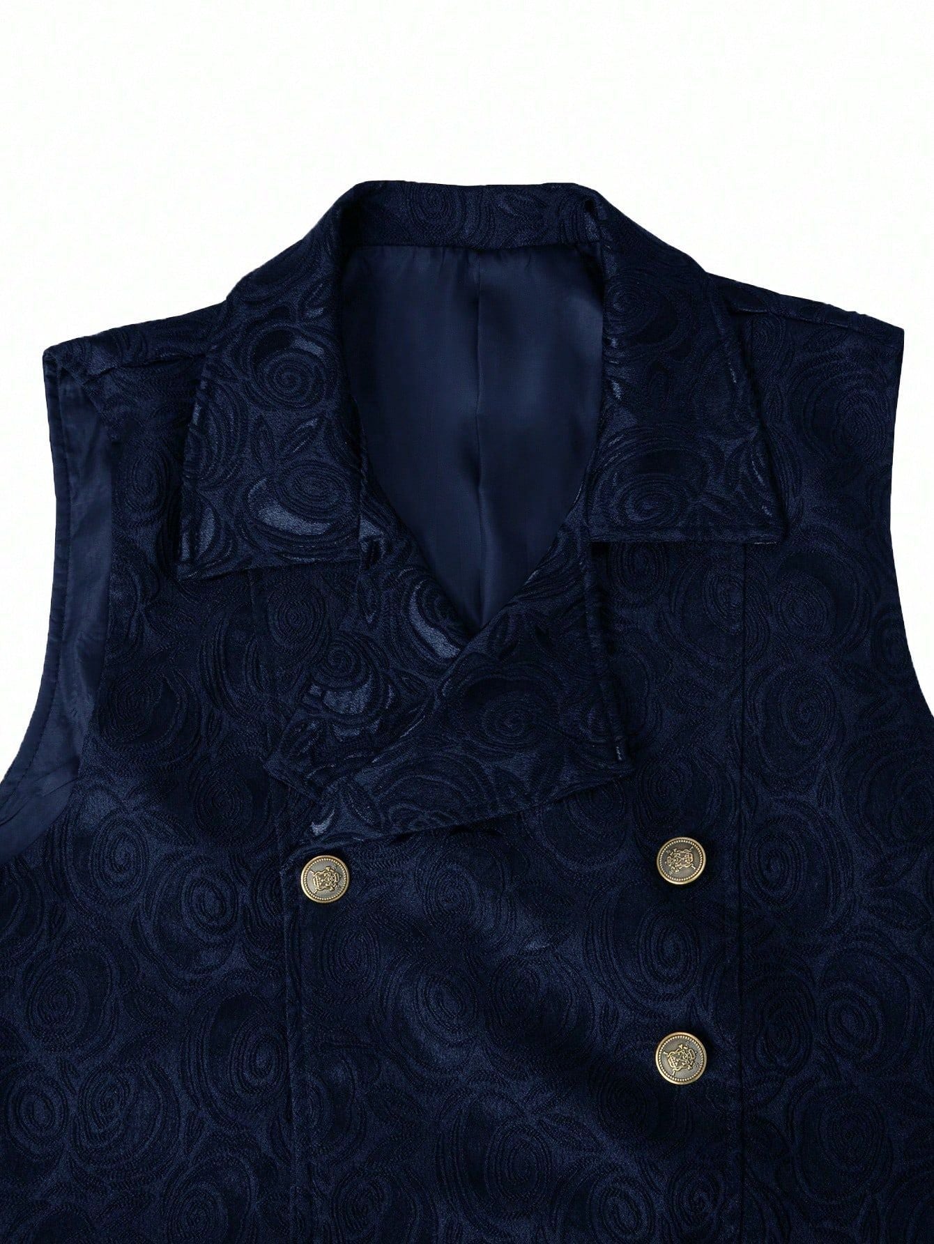 KZZ Men's Solid-Color Double-Breasted Suit Vest