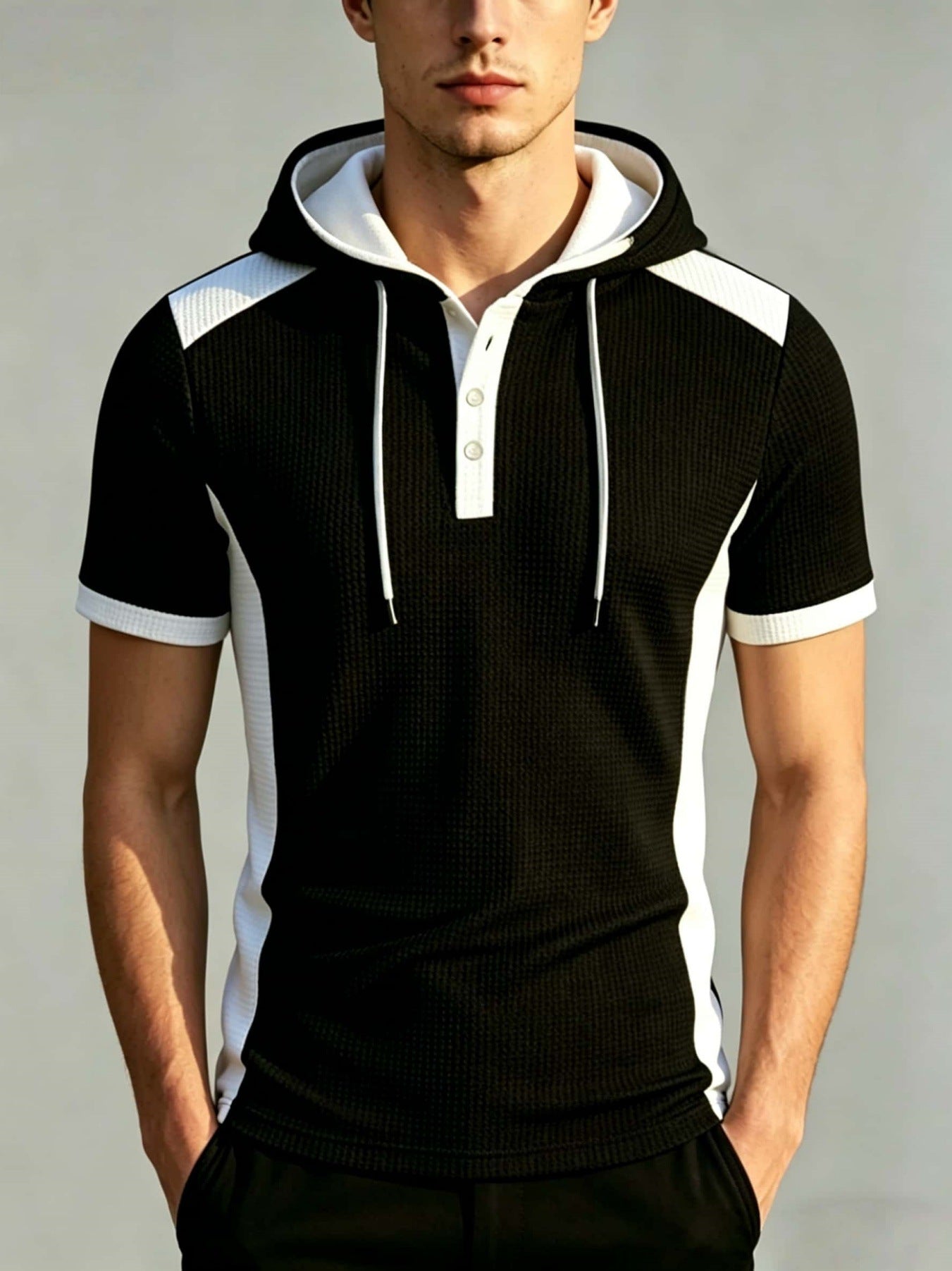 KZZ Waffle-Knit Short-Sleeve Top