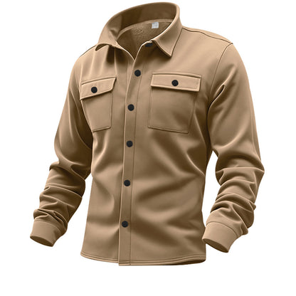 KZZ Men's Fleece Lined Workwear Set Loose Fit Warm Two-Piece