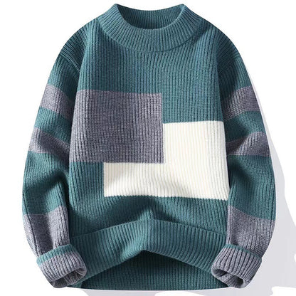 KZZ Men's Geometric Pattern Pullover Sweater