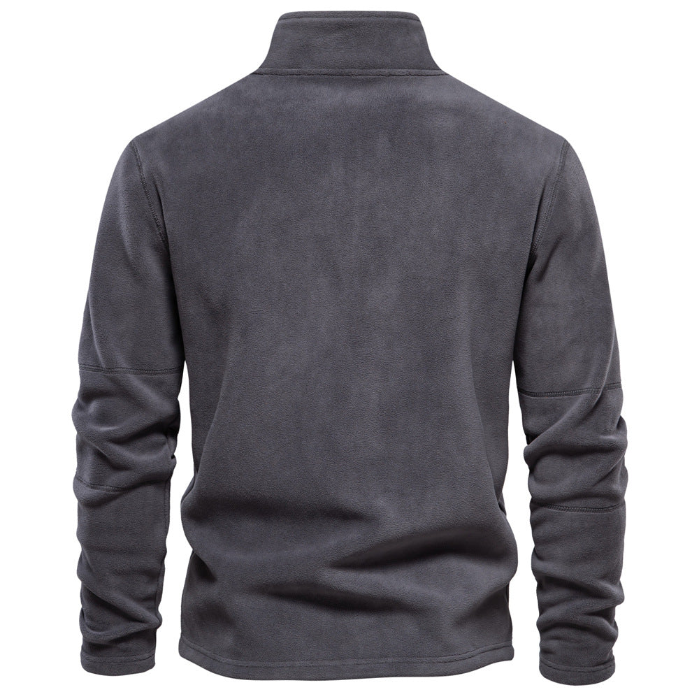 KZZ Men's Solid Half Zip Funnel Neck Polar Fleece Sweatshirt