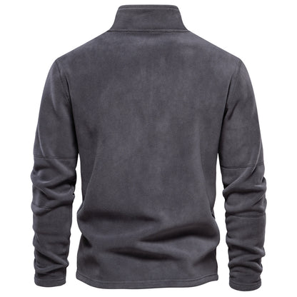 KZZ Men's Solid Half Zip Funnel Neck Polar Fleece Sweatshirt
