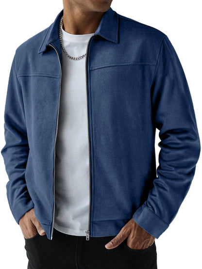 KZZ  Men's Suede Casual Versatile Long-Sleeved Jacket with Pockets