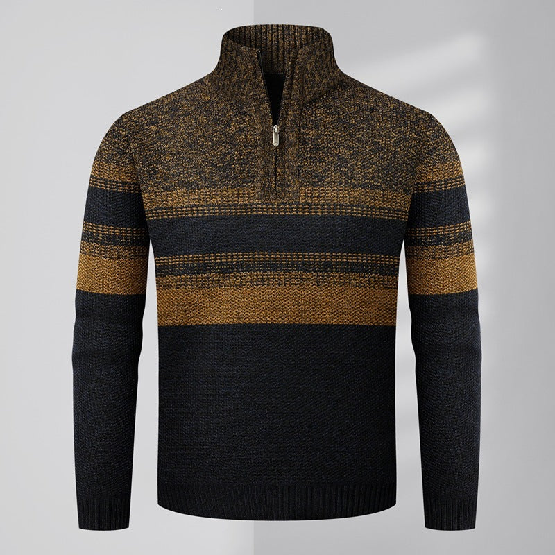 KZZ Men's color-blocked striped knit pullover