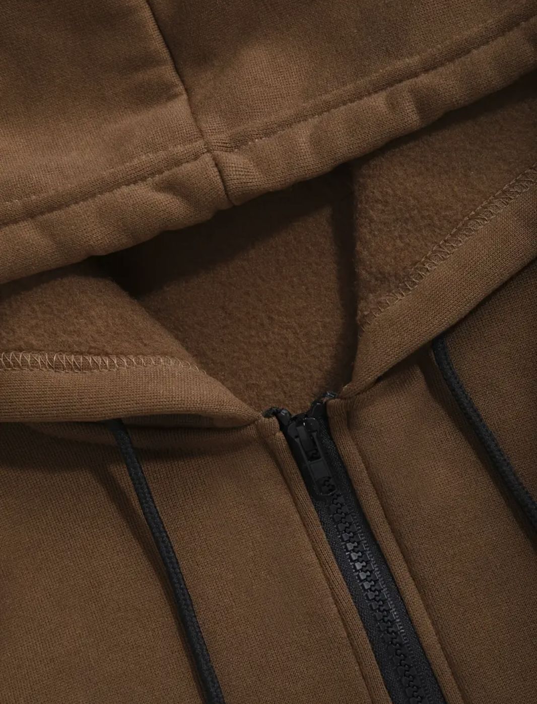 KZZ Men's clothing, two-piece contrasting long sleeved zipper hooded jacket and drawstring pants