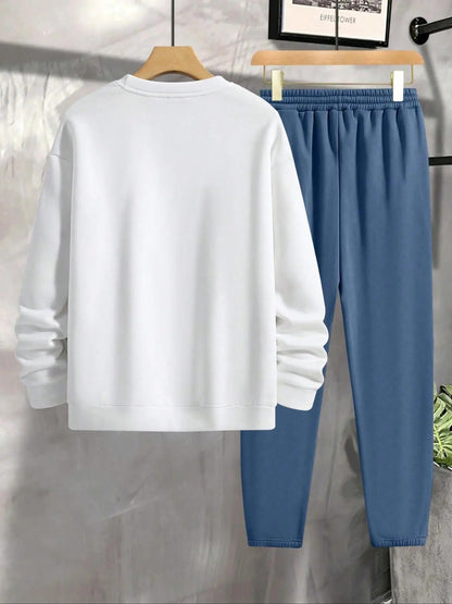 KZZ Crew-neck long-sleeve pullover and elastic-waist trousers
