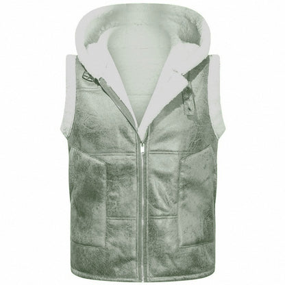 KZZ Men's Color-Block Printed Zip-Up Hooded Vest