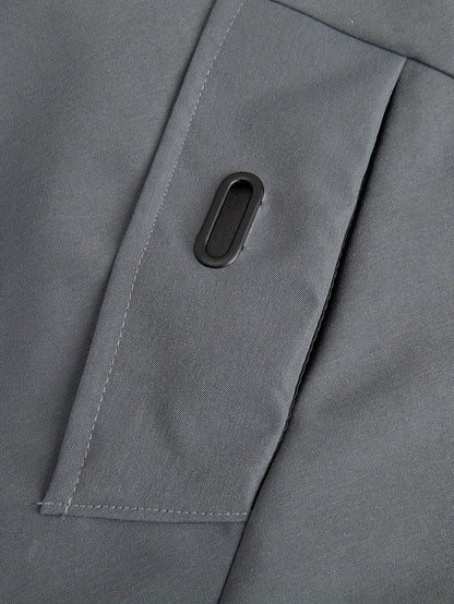KZZ Men's Mid-Length Thin Top with Full Zipper and Drawstring Hood