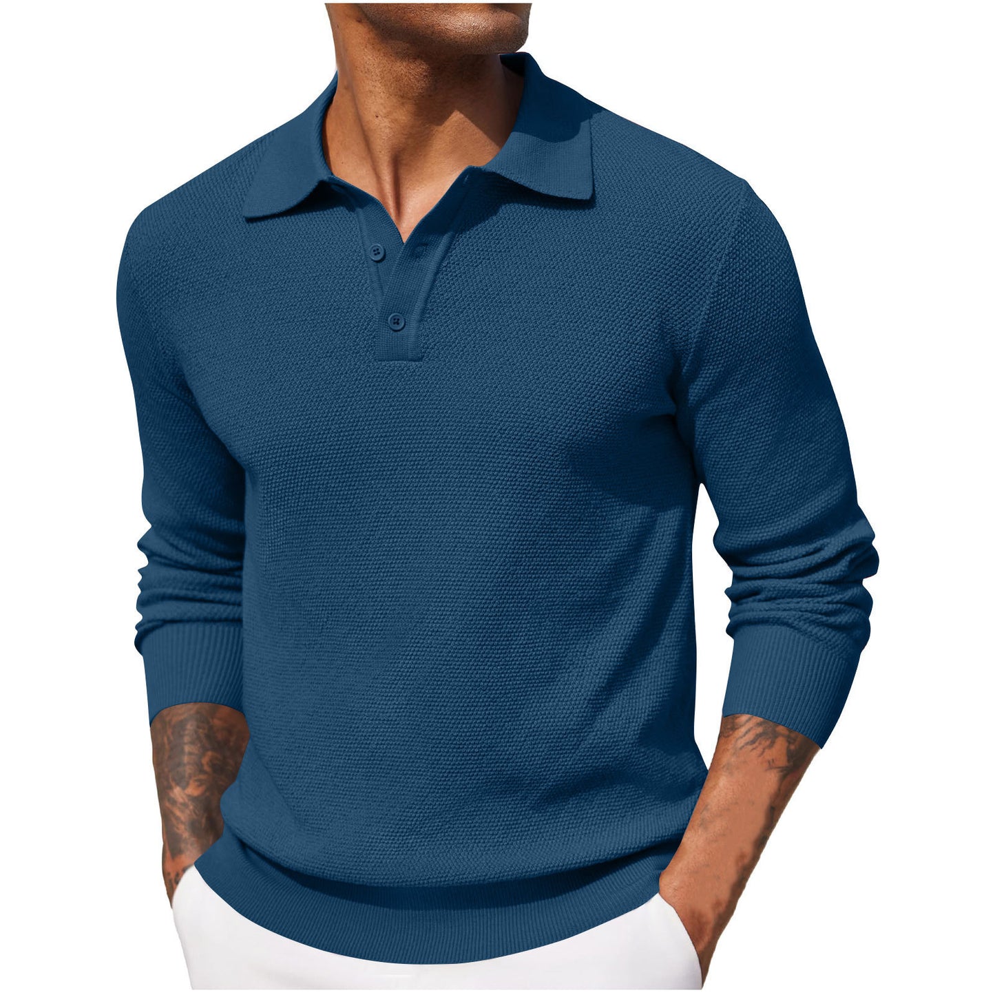 KZZ Fall Outfits Soft Menswear Knit Polo Shirts