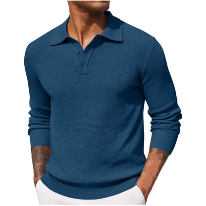 KZZ Fall Outfits Soft Menswear Knit Polo Shirts