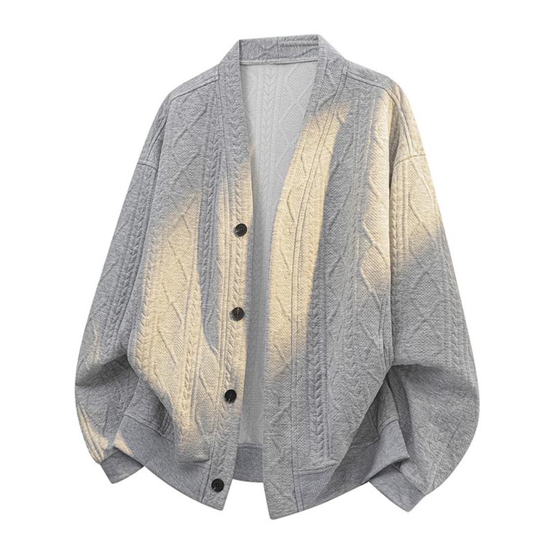 KZZ Men’s Plus-Size Loose-Fit Knitted Cardigan