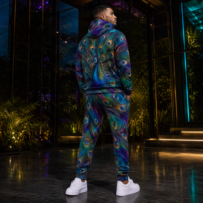 KZZ Men's Cool Printed Hoodie Tracksuit Two-Piece Street Style Sportswear