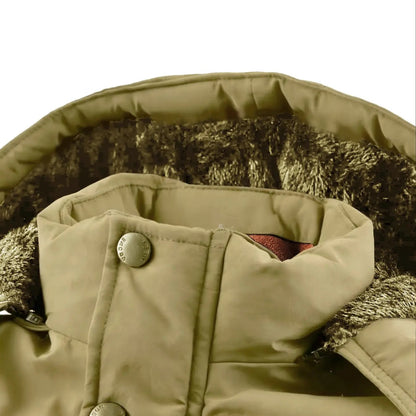KZZ Men's winter fleece-lined hooded windbreaker