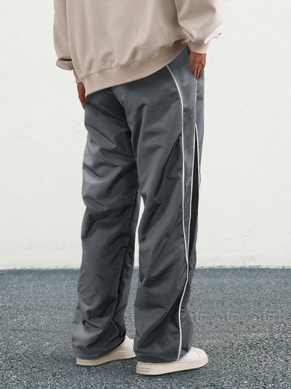 KZZ Men's Letter Patchwork Side Stripe Drawstring Waist Pants