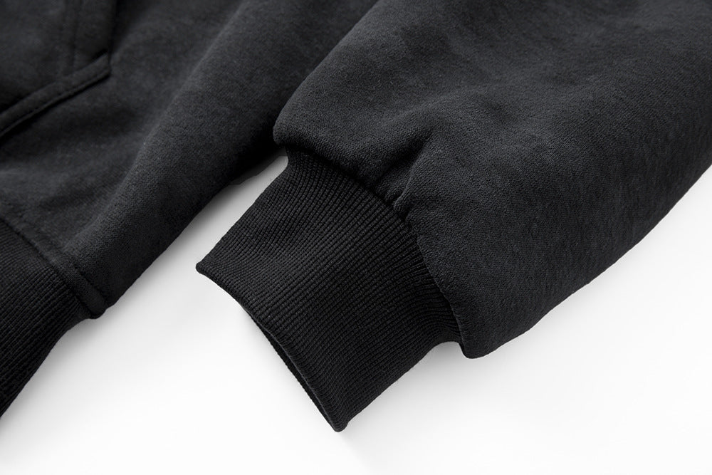 KZZ Plus-size warm full-zip hooded sweatshirt
