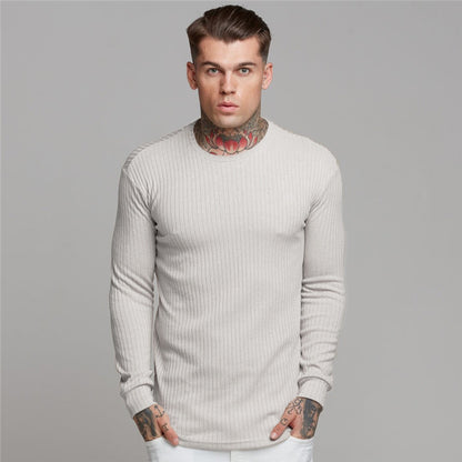 KZZ Slim Fit Knit Long Sleeve T-Shirt for Men