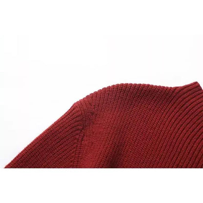 KZZ Fashionable men's retro casual thick turtleneck pullover knit sweater