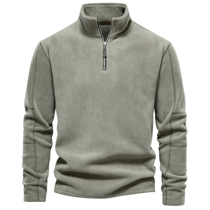 KZZ Men's Solid Half Zip Funnel Neck Polar Fleece Sweatshirt