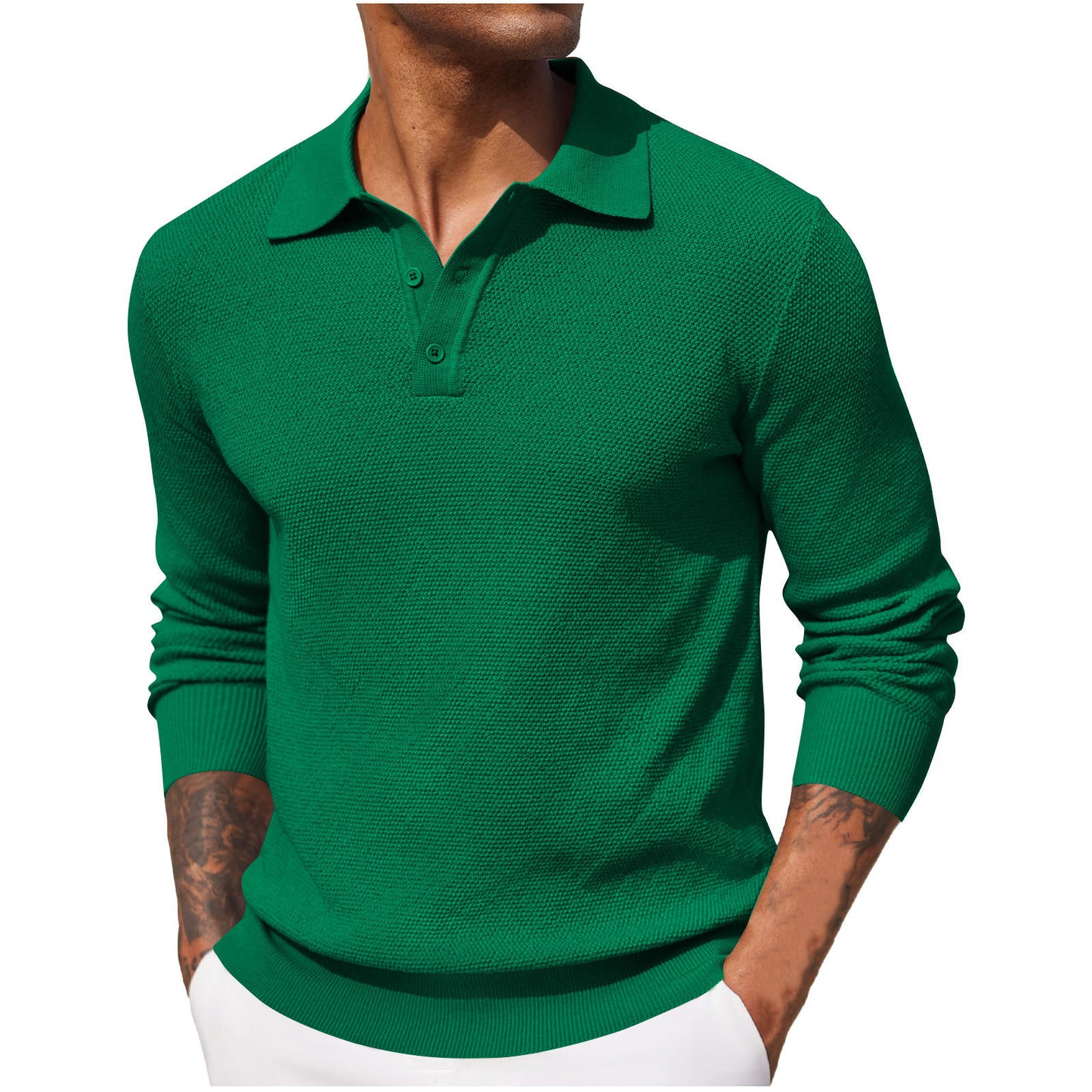 KZZ Fall Outfits Soft Menswear Knit Polo Shirts