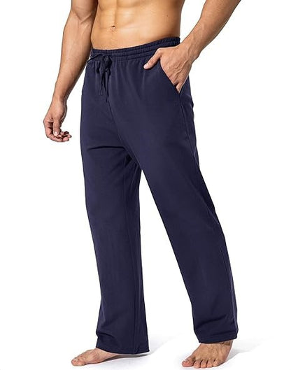 KZZ Men's Heavyweight Fleece Sweatpants Cotton with Drawstring and Pockets