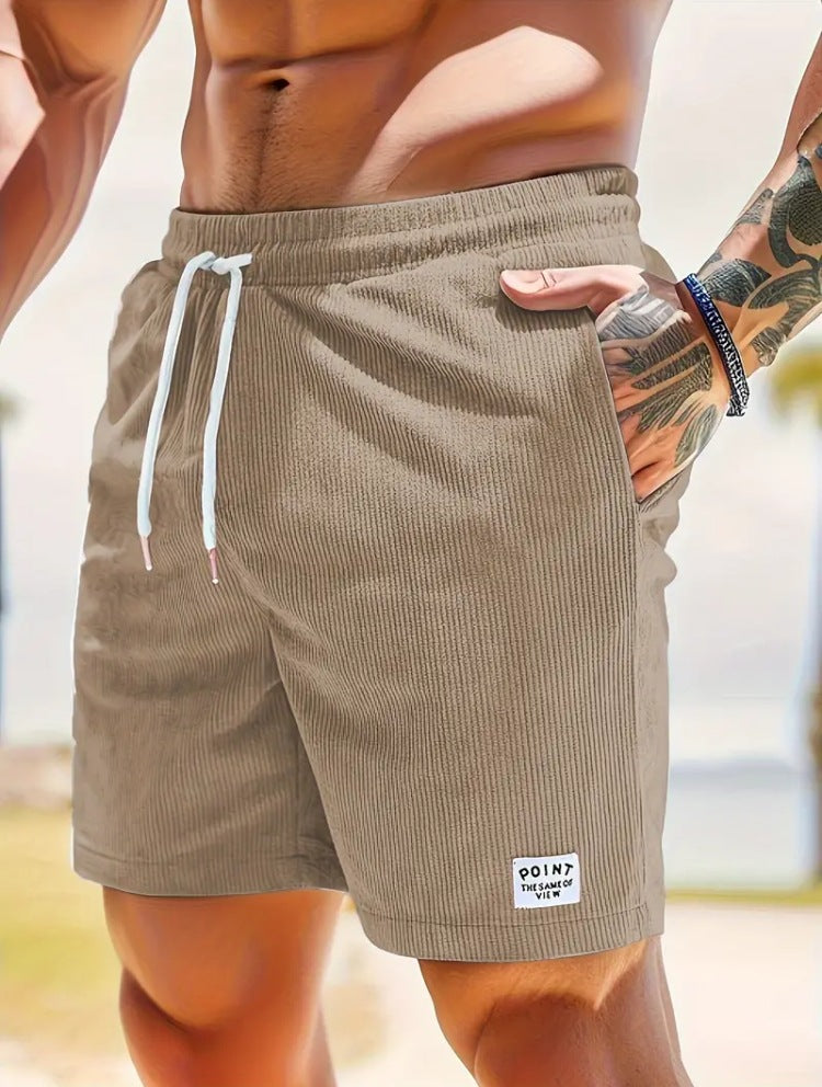 KZZ Men's Letter Patchwork Print Pocket Shorts