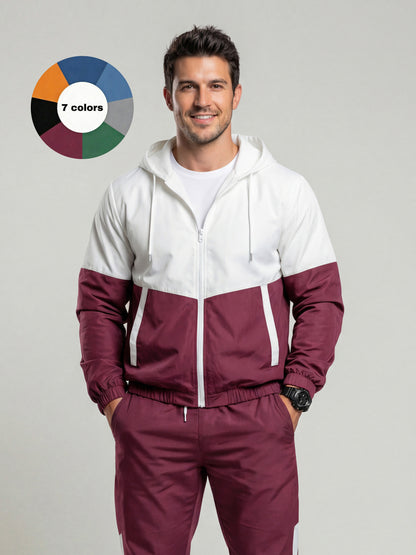 KZZ patchwork jacket and casual sports pants two-piece set