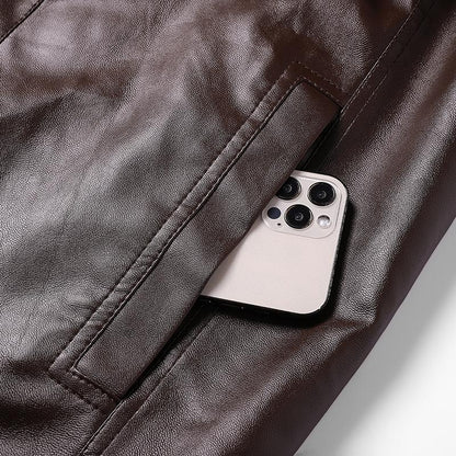 KZZ Men's Winter Leather Jacket