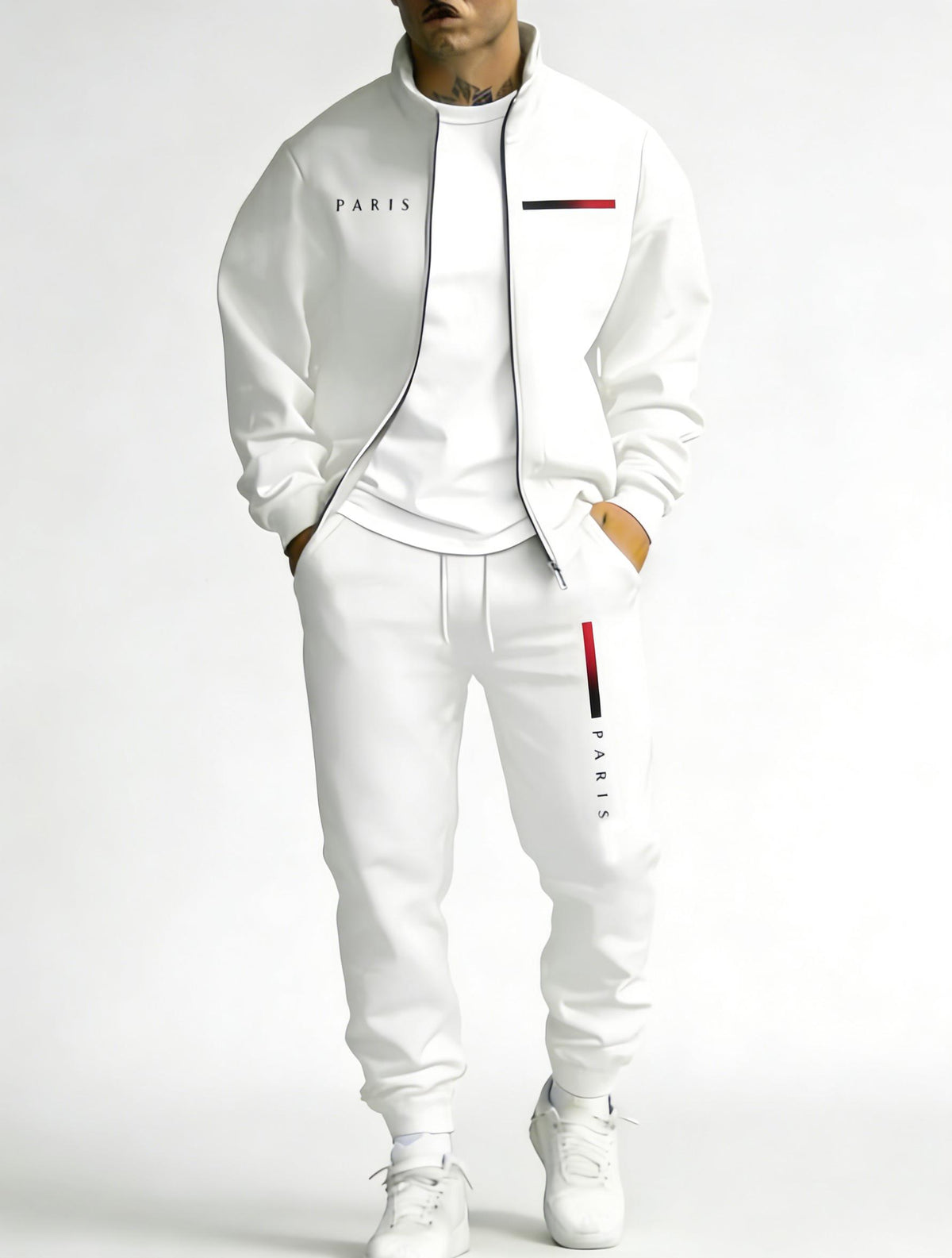 KZZ Two-piece set: printed zip-up jacket and sweatpants