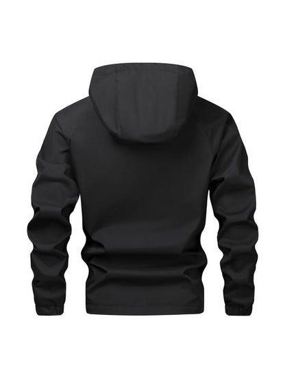 KZZ Men's Solid Color Half Zip Pocket Hooded Jacket