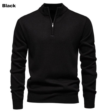 KZZ Men's Quarter Zip Sweater Slim Fit Lightweight High Neck Pullover Casual Sweater